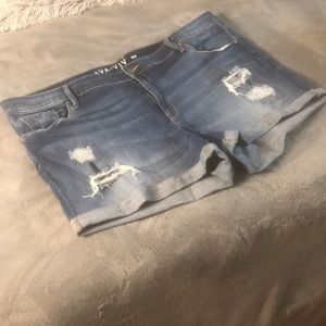Ripped jean shorts